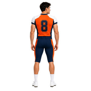 Uniforme de football américain de conception haut de gamme, vêtements d'entraînement pour hommes, orange marine, impression par sublimation, polyester respirant, taille adulte - Product Image 4