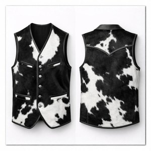 Wholesale <b>Mens</b> Vintage Cowhide Solid <b>Leather</b> Vest Adjustable Back <b>Belt</b> Stylish Western Look Casual Waterproof Breathable - Product Image 2