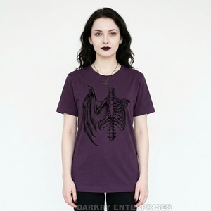 T-shirt personnalisé pour femme avec imprimé chauve-souris néon, style E-girl, motif graphique, thème nocturne, en coton, vente en gros - Product Image 4