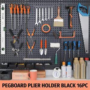 HUHOLE - Juego de 16 Soportes para Alicates de Acero al Carbono Negro con Instalación Tipo Gancho para Organización de Herramientas de Garaje - Product Image 6