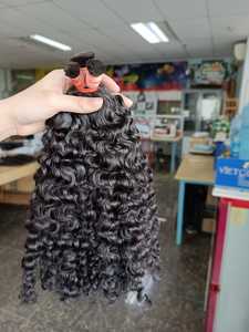 Paquets de cheveux cambodgiens vierges doublement étirés, couleur naturelle, cheveux birmans bouclés en vrac, cheveux humains vietnamiens non traités - Product Image 3