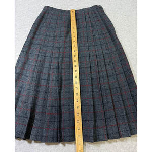 Jupe plissée vintage 100% pure laine pour femme, gris et rouge, style tartan classique, fermeture éclair latérale, kilt, vente en gros sur mesure - Product Image 5