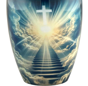 Urna Funeraria Artesanal de Diseño Moderno Americano para Adultos, Hermosa Urna Conmemorativa Azul para Entierro, Capacidad de 200 Pulgadas Cúbicas - Product Image 5