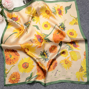 Floral and Paisley Silk Scarves for Women Artistic Print Satin Square Scarf Versatile Accessory as Tie Neckerchief - Product Image 2