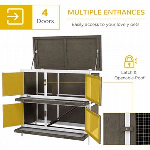 Casetta per Conigli Durevole Marrone da Interno/Esterno, Grande Gabbia in Legno con Rampa per Animali di Taglia Media, Ideale per l'Allevamento di Gatti - Product Image 4