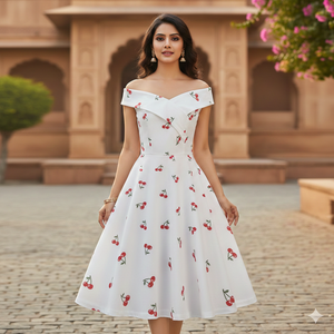 Unity Luxure <b>Sexy</b> <b>Women</b> Empire Waist Sleeveless Shoulder Flared A-Line Retro Vintage Knee-Length Floral Summer Breathable <b>Dress</b> - Product Image 2