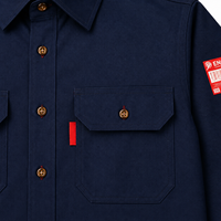 Camisa de Trabajo Unisex Azul Marino 2026, 100% Algodón FR, Manga Larga, para la Industria de Soldadura, con Bolsillos en el Pecho, Transpirable, Corte Regular