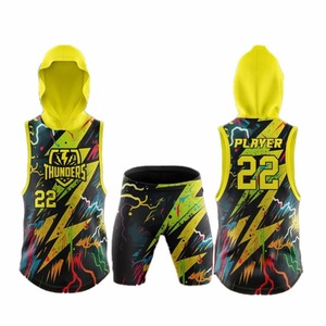 Ensemble Maillot et Short à Capuche Sans Manches 7v7, Sublimation Intégrale, Tenue d'Équipe Personnalisée, OEM, Faible MOQ, Football Américain - Product Image 5