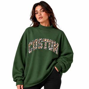 Sudaderas holgadas con cuello simulado para mujer, en tejido rico en algodón, acabado suave al tacto, cuello acanalado, construcción duradera, tops tipo jersey - Product Image 1
