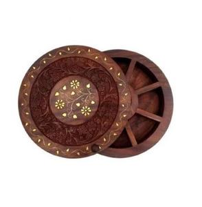 Boîte de rangement artisanale en bois pour sel, épices et fruits secs, idéale pour la cuisine domestique - Product Image 1