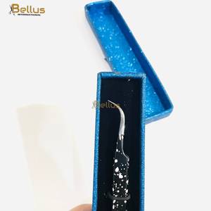 Pince à épiler courbée en acier inoxydable Bellus International, pointe dorée, multicolore, antimagnétique, pointe lisse, OEM - Product Image 3