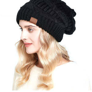 Wholesale Premium <b>Cable</b> Knit Slouchy Beanie Baggy Thermal Winter Hat OEM OEM Custom Thick Yarn Slouchy Beanie High Elasticity - Product Image 6