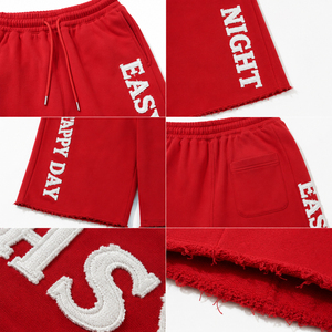 <b>Men</b> Drawstring Waist Baggy <b>Shorts</b> Distressed Embroidery <b>Long</b> Sweat <b>Shorts</b> <b>Men</b> 400 GSM Fleece <b>Long</b> <b>Shorts</b> Terry <b>Shorts</b> Oversized - Product Image 4