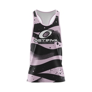 Men's Gym Muscle Fit Tank Tops 100% Polyester Woven Plain Dyed Quick Dry Breathable Front <b>Logo</b> Fitness Workout - Product Image 1