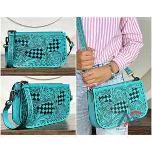 Bolso Bandolera de Cuero Genuino Hecho a Mano con Diseño de Tablero de Ajedrez, Precio de Fábrica 2026, Perfecto para Uso Diario - Product Image 1