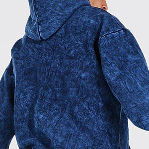 Sudadera con Capucha para Hombre 100% Algodón, Estilo Vintage, Lavado Ácido Negro, Talla Grande, Estilo Hip Hop, Informal - Product Image 4