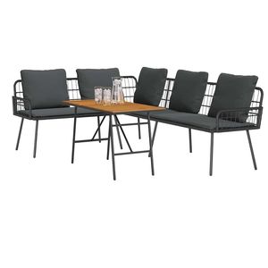 Ensemble de canapés de jardin en polyrotin noir, 2 pièces - Product Image 3