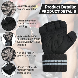 Guantes de entrenamiento con muñequeras para hombres y mujeres, guantes de ejercicio para levantamiento de pesas, ciclismo, gimnasio, fitness, entrenamiento cruzado, transpirables - Product Image 6