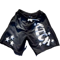 Shorts décontractés surdimensionnés en molleton épais 100 % coton, imprimés en relief, délavés à l'acide, respirants, séchage rapide, taille mi-haute élastique