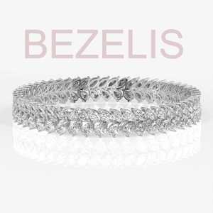 Brazalete de Diamantes Cultivados en Laboratorio con Corte Marquesa de Lujo en Oro Amarillo de 14K, Elegante Motivo de Hoja, Joyería Fina para Mujer - Product Image 3