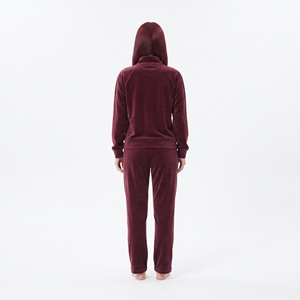 <b>Women's</b> <b>Velour</b> Winter Sweatsuit Half Zip Burgundy <b>Velour</b> Sweatshirt Wide Leg Pants 2 Piece Casual Matching <b>Tracksuit</b> Set - Product Image 2