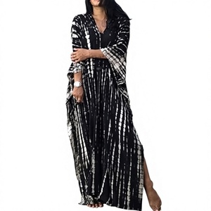 <b>Boho</b> Tie Dye Maxi <b>Dress</b> V Neck <b>Long</b> Sleeve Loose Fit Summer Beach Wear Women's Casual <b>Dress</b> Breathable Woven Fabric - Product Image 1