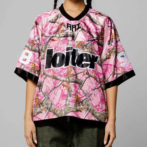 Jersey de Fútbol Americano Rosa Camuflado Extra Grande Personalizado de Alta Calidad, Ropa Deportiva de Malla, Uniforme de Equipo, Fabricante de Marca Privada OEM - Product Image 1