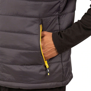 Gilet matelassé à capuche pour homme Noir avec fermeture éclair jaune Coupe-vent Vêtement d'extérieur d'hiver Style décontracté Remplissage en polyester - Product Image 6