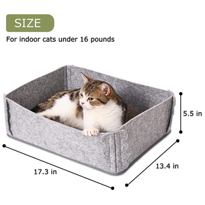 Rectangular <strong>Cat</strong> Corrugated Scratcher Pad Lounge <strong>Box</strong> Felt Pet <strong>Bed</strong> with Removable Cardboard - Product Image 2
