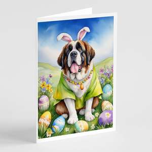 Lunatique Saint Bernard Chasse aux œufs de Pâques A7 Cartes de vœux Pack de 8 cartes vierges avec enveloppes Taille 5x7 - Product Image 1