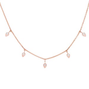 Dangle Drop Charm Station Choker <b>Necklaces</b> Custom Round Cut Lab Grown Diamond Bezel Set For Women 14K 18K <b>Solid</b> Gold Wholesale - Product Image 5