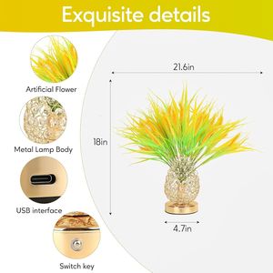 Lampada a Fiore Ricaricabile da 18 Pollici con Touch Screen, 3 Colori Dimmerabili, Regalo di Compleanno per Donne e Mamme, Decorazione con Steli di Grano, Luci per Matrimoni - Product Image 4