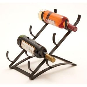 Vintage Metal Wine Rack 6 Bottle Holder Freestanding Countertop Wine Display <b>Shelf</b> Bottle Shaped <b>Rustic</b> Bronze Wine Organizer - Product Image 4