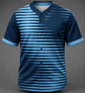 Camiseta de Béisbol Unisex a Rayas de Manga Corta, Transpirable, de Poliéster, con Botones al Frente, Bordado 3D, Logotipo Personalizado, Antibacteriana - Product Image 1