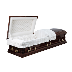SERENITY Ataúdes de entierro de madera maciza de estilo americano del fabricante vietnamita OEM/ODM Ataúd para adultos Precio de fábrica Suministros funerarios - Product Image 1