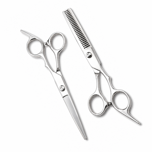 Ensemble professionnel de ciseaux de coiffure en acier inoxydable pour droitiers avec manche moyen et ciseaux à effiler pour usage en salon - Product Image 4