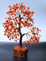 Arbre en cornaline polie artisanale avec base brute en aventurine rouge, modèle design amour, décoration de Noël pour la maison, mascotte ange