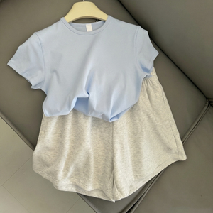 Women's 2-Piece <b>Shorts</b> Set Solid O-Neck <b>Short</b> Sleeve Sporty Casual Top High Waist <b>Shorts</b> Quick-Drying Cotton/<b>polyester</b> - Product Image 5