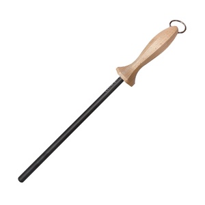 Afilador de cuchillos de cerámica negra de 10 pulgadas con mango de madera - Product Image 1