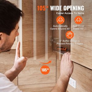 Paquete de 20 Bisagras para Puertas de Armarios de Cocina con Superposición Parcial, Ángulo de Apertura de 105 Grados, Cierre Suave, Bisagras Ocultas para Muebles - Product Image 5