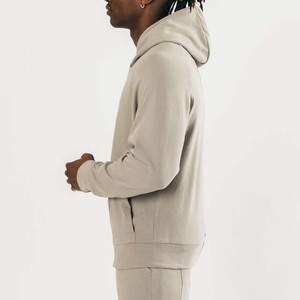 Survêtement à capuche beige pour homme, coupe droite, couleur unie, décontracté, avec poches latérales, pour l'automne, 100 % coton respirant - Product Image 2