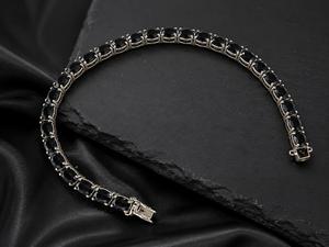 Luxvory Collection 7.5 Inch Green Onyx White Gold Plated 925 Sterling Silver Tennis <b>Bracelet</b> Unisex Luxury Jewelry - Product Image 1