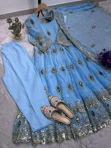 Conjunto de Vestido y Dupatta de Georgette Bordado de Diseño Indio, Tendencia en Moda, para Mujer, Ropa Tradicional para Bodas y Fiestas, Último Modelo Exclusivo - Product Image 4