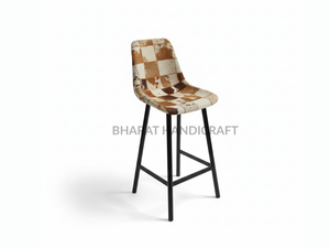 Chaise de comptoir en cuir et fourrure, design luxueux et rembourré, siège confortable et rembourré, structure robuste, élégante, moderne, parfaite - Product Image 2