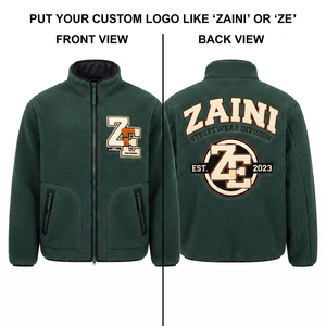 240 GSM Fleece <b>Waterproof</b> Breathable Reflective Men's Running Jacket Forest Green Custom Applique Embroidery Logo Soft <b>Warm</b> Full - Product Image 1