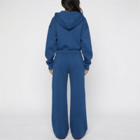 Ensemble de survêtement pour femme, nouveau style, coupe oversize, avec sweat à capuche zippé à double fermeture éclair et épaules tombantes, et pantalon large à taille élastique, en mélange de coton
