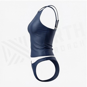 Ensemble bikini 2 pièces pour femme NORTH APPROACH, haut halter uni bleu marine, bas string, maillot de bain extensible, respirant, séchage rapide - Product Image 3