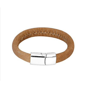 Black Calf Fur <b>Leather</b> <b>Bracelet</b> with Stainless Steel Charms Viking Style Jewelry - Product Image 5