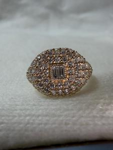 Bague Statement Pavée Coupe Baguette et Poire Mélangées, Sertie de Diamants de Laboratoire, en Or Massif 14K 18K, Luxe - Product Image 1