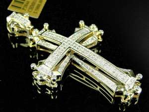 Colgante de cruz de lujo chapado en oro amarillo de 18 quilates con moissanita y diamantes para hombre, joyería cristiana hip hop S925 - Product Image 4